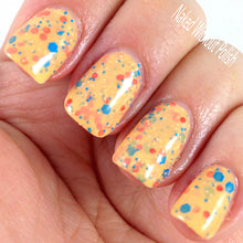 orange yellow peach glitter nail polish crystal knockout brigid's canaries equinox eggs