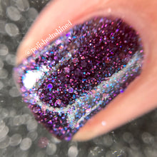 dark purple glitter holo polish crystal knockout ceremony of spells