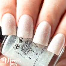 white shimmer glitter nail polish crystal knockout elysian afterlife greek underworld