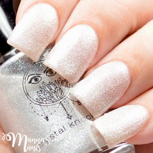 white shimmer glitter nail polish crystal knockout elysian afterlife greek underworld