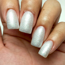 white shimmer glitter nail polish crystal knockout elysian afterlife greek underworld