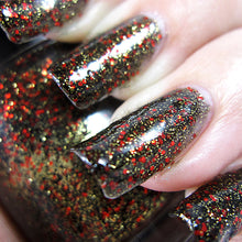 black gold red glitter nail polish crystal knockout throne of hades