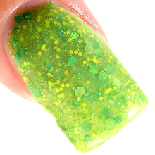 bright green glitter crelly nail polish crystal knockout magical cabbage storyteller magic