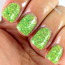 bright green glitter crelly nail polish crystal knockout magical cabbage storyteller magic