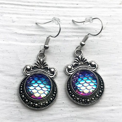 Blurple Mermaid Scale Earrings