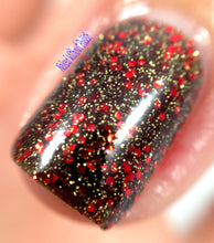 black gold red glitter nail polish crystal knockout throne of hades