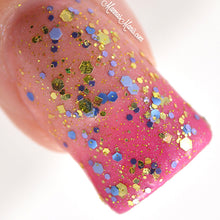 gold periwinkle blue glitter nail polish crystal knockout young king storyteller magic