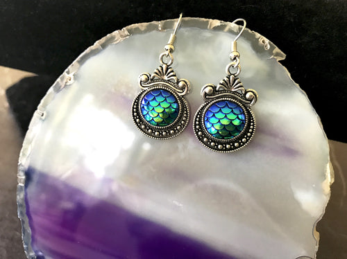 Azure Aqua Mermaid Scale Earrings