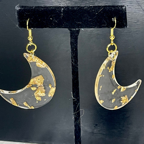 Shimmer Moon Gold Foil Earrings