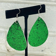 Emerald City Green Glitter Drop Earrings