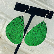 Emerald City Green Glitter Drop Earrings